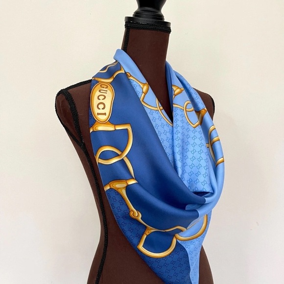 Gucci Scarf Logo Horsebit Equestrian Print New With Defect - Picture 2 of 10